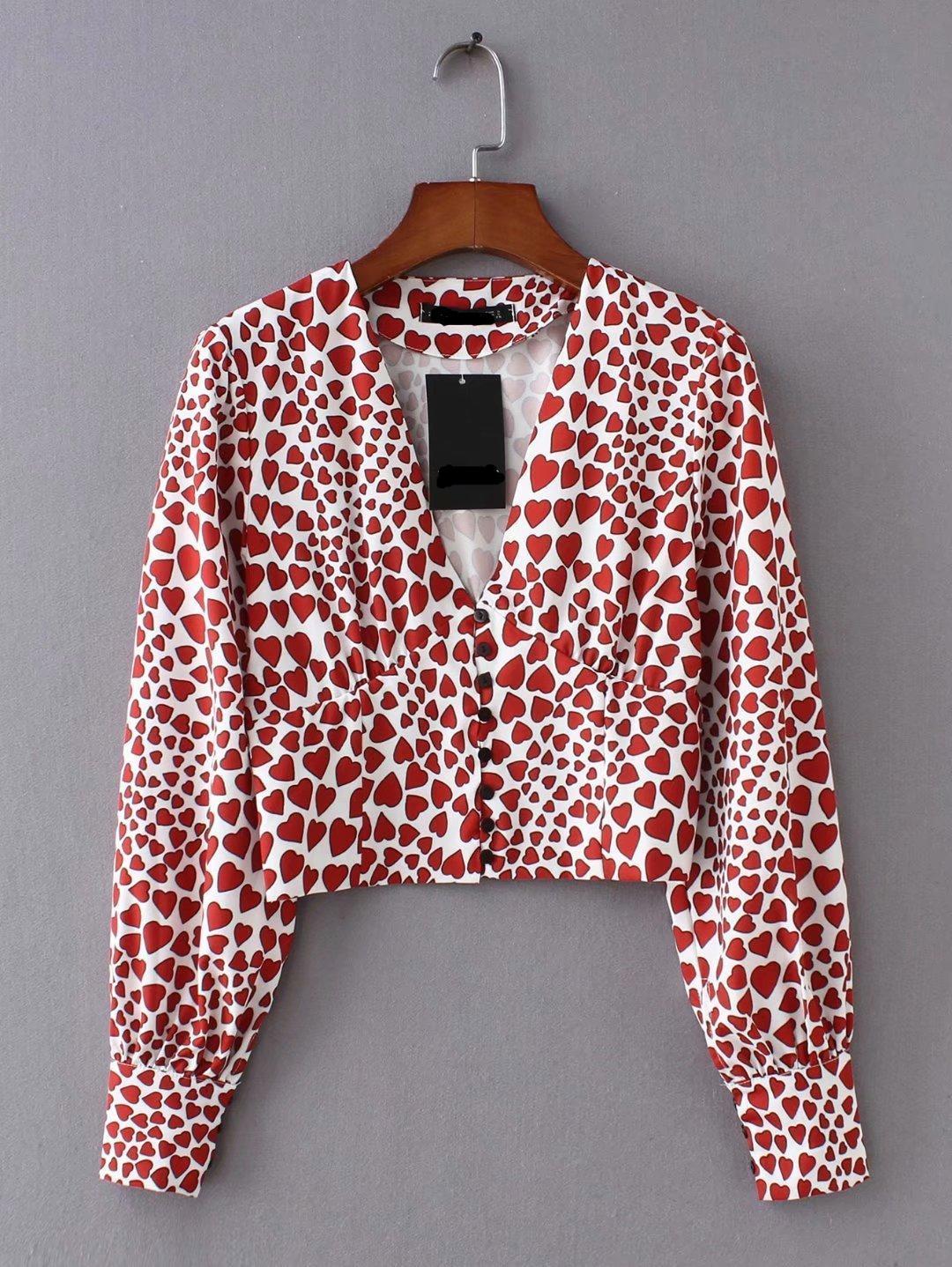 Hearts Printed Blouse by White Market