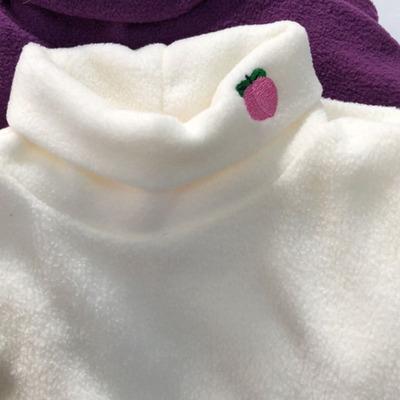 Embroidered Turtleneck Fleece Sweater by White Market