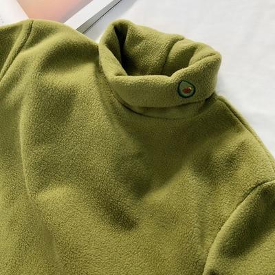 Embroidered Turtleneck Fleece Sweater by White Market