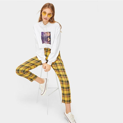 Yellow Plaid High Waisted Trousers by White Market