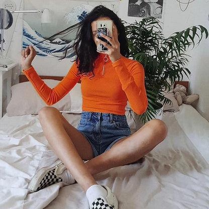 Neon Orange Turtleneck by White Market