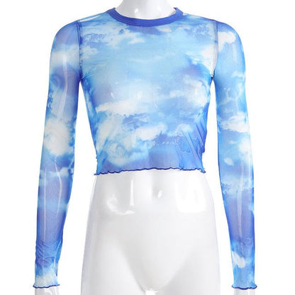 Liquid Sunshine Sky Mesh Long Sleeve by White Market