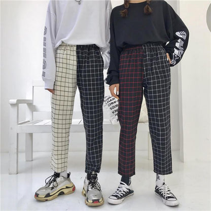 Two Tone Grid Plaid Trousers by White Market