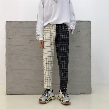 Two Tone Grid Plaid Trousers by White Market