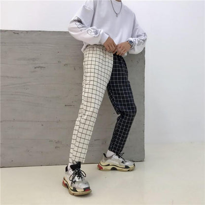 Two Tone Grid Plaid Trousers by White Market