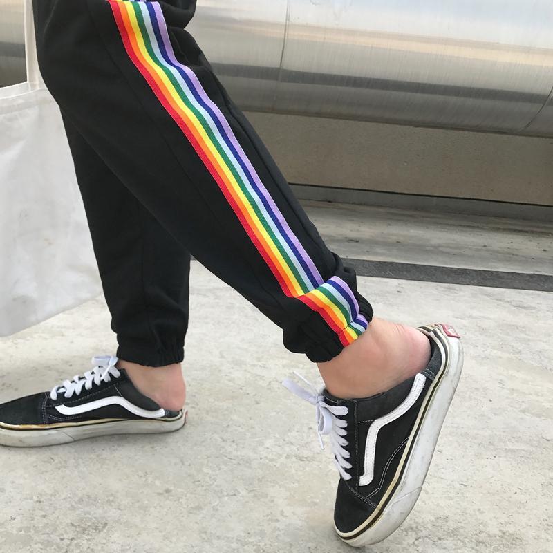 Rainbow Striped Joggers by White Market