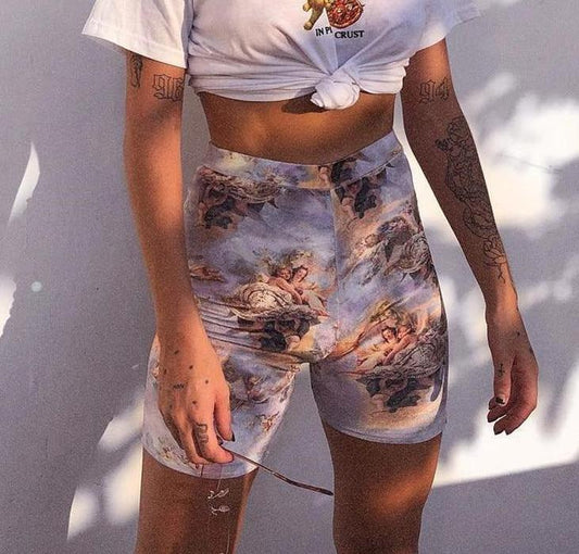 High Waisted Angels Biker Shorts by White Market