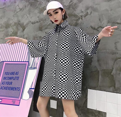 Oversized LSD Checkered Shirt by White Market