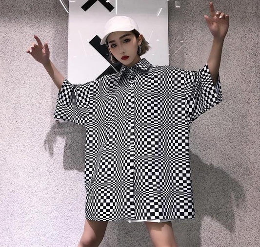 Oversized LSD Checkered Shirt by White Market