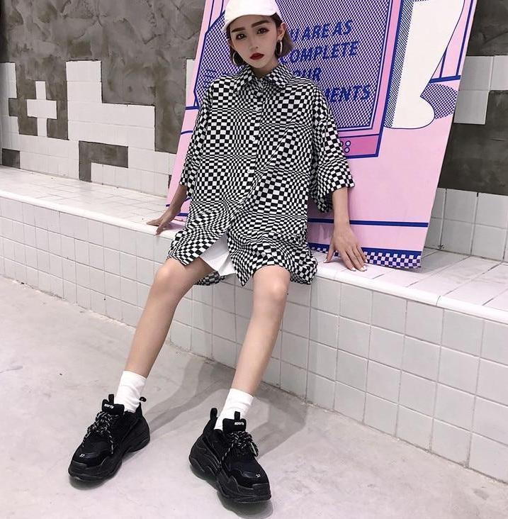 Oversized LSD Checkered Shirt by White Market