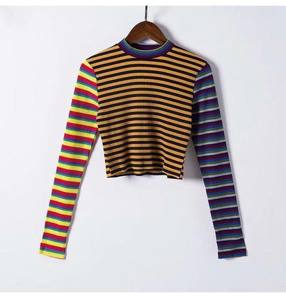 Deconstructed Knitted Striped Sweater by White Market