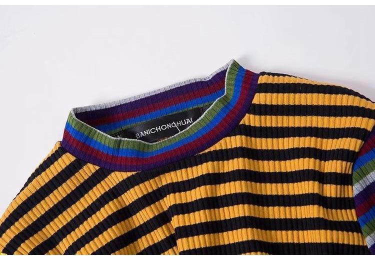 Deconstructed Knitted Striped Sweater by White Market