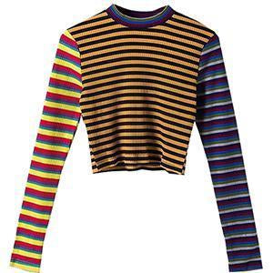 Deconstructed Knitted Striped Sweater by White Market