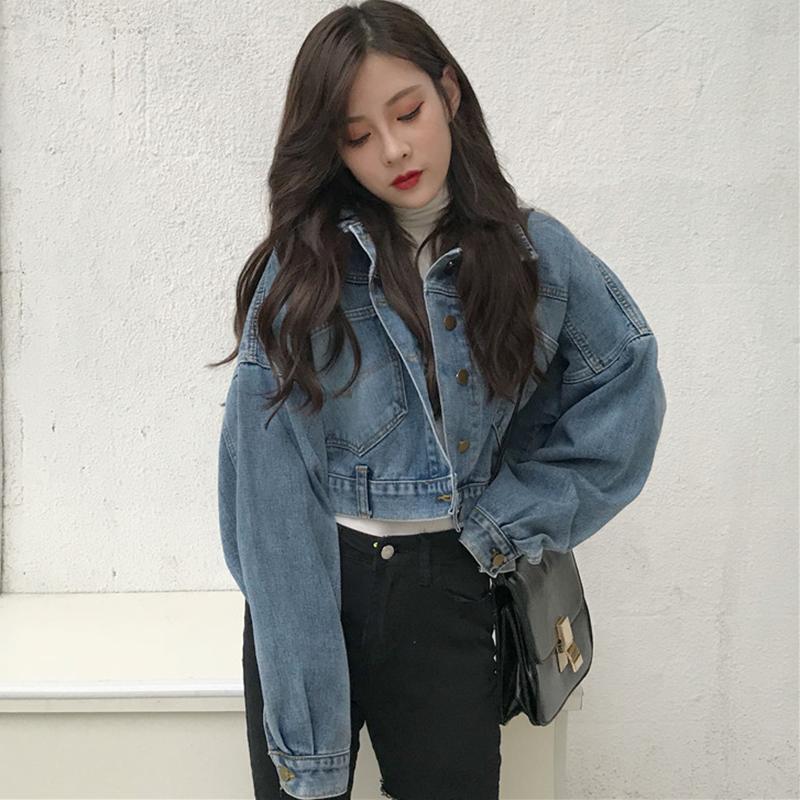 Cropped Buttoned Denim Jacket by White Market