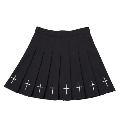 Embroidered Pleated Cross Skirt by White Market