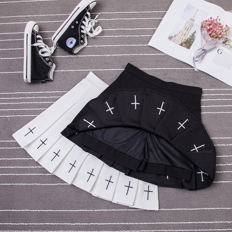 Embroidered Pleated Cross Skirt by White Market