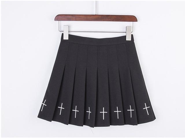 Embroidered Pleated Cross Skirt by White Market