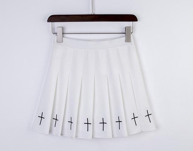 Embroidered Pleated Cross Skirt by White Market