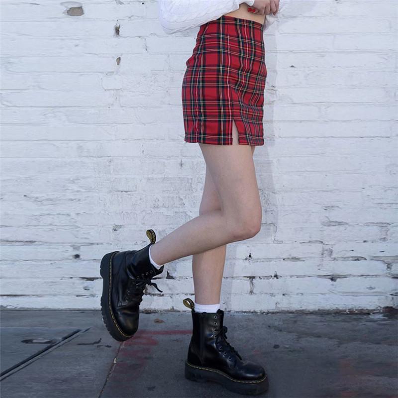 Red Plaid Mini Skirt by White Market