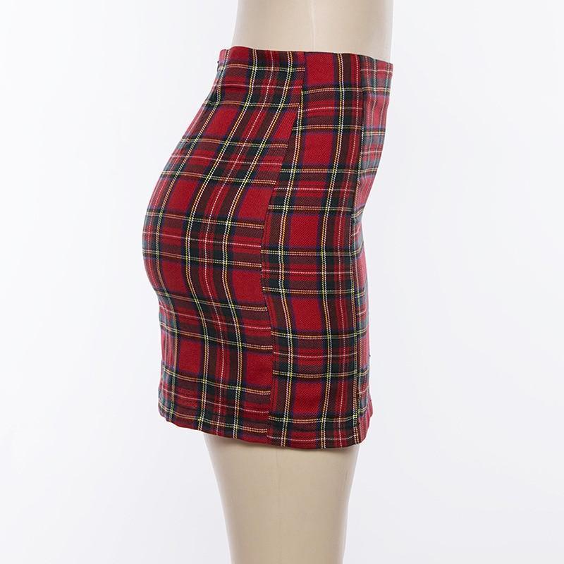 Red Plaid Mini Skirt by White Market