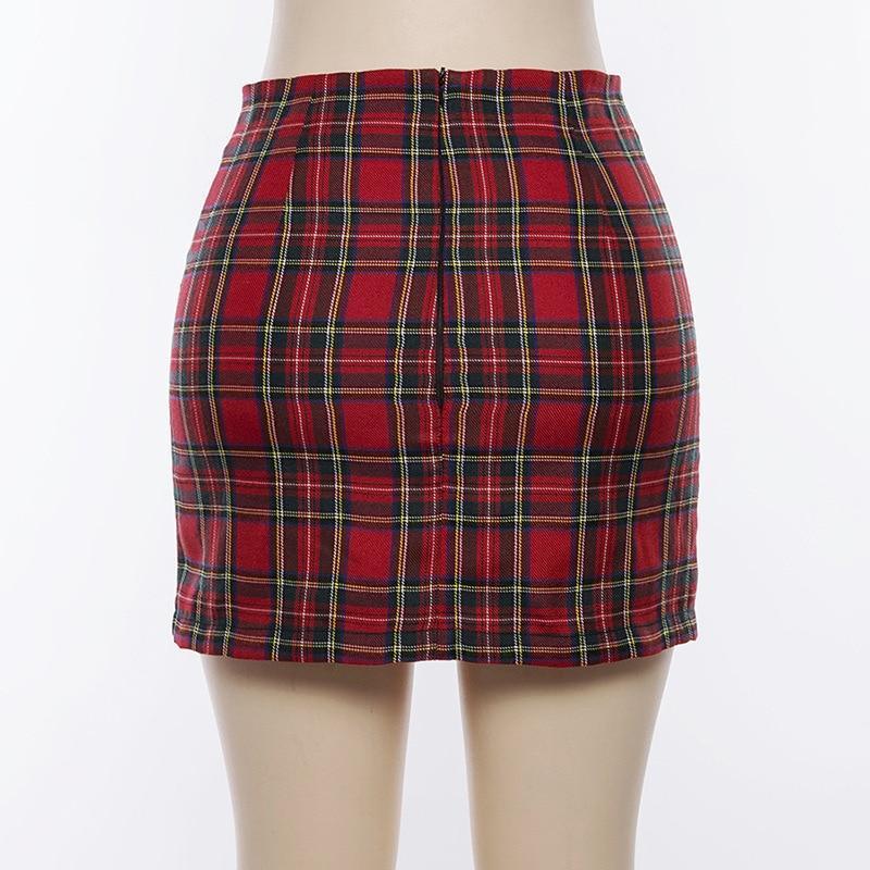 Red Plaid Mini Skirt by White Market