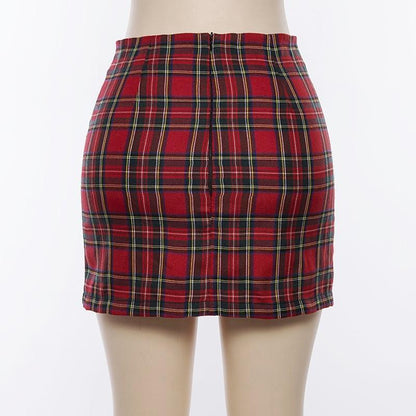 Red Plaid Mini Skirt by White Market