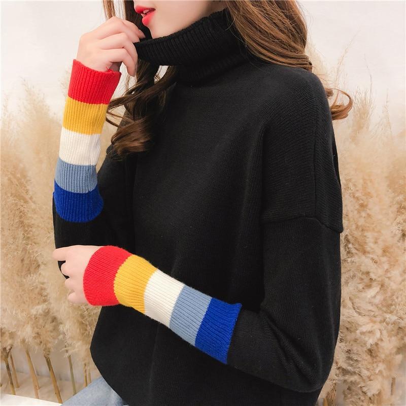 Rainbow Cuff Turtleneck Sweater by White Market