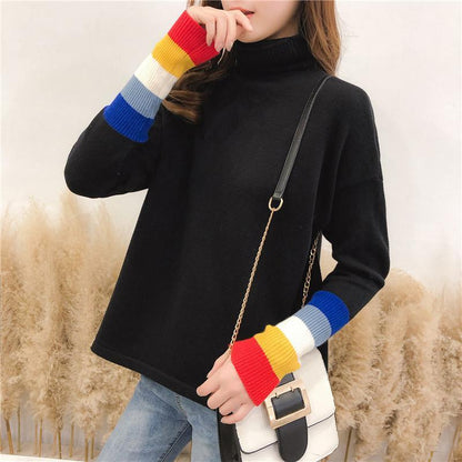 Rainbow Cuff Turtleneck Sweater by White Market