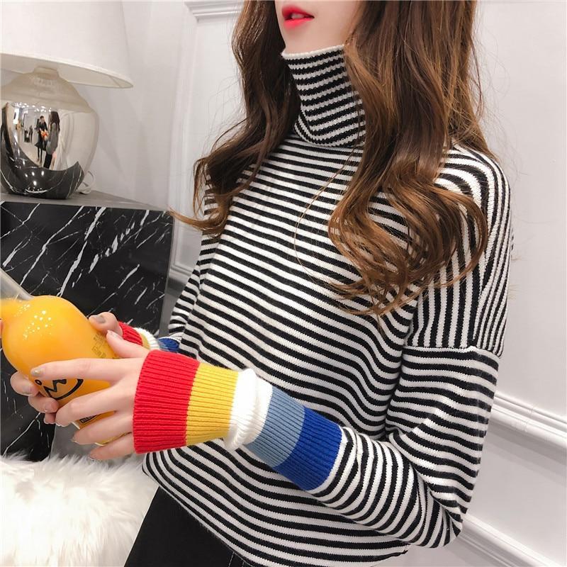 Rainbow Cuff Turtleneck Sweater by White Market