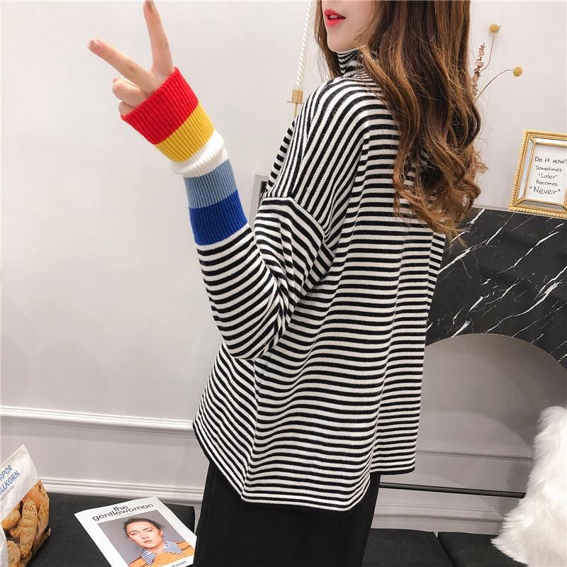 Rainbow Cuff Turtleneck Sweater by White Market