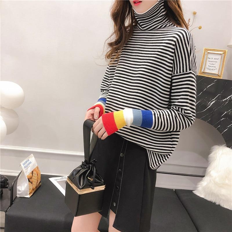 Rainbow Cuff Turtleneck Sweater by White Market