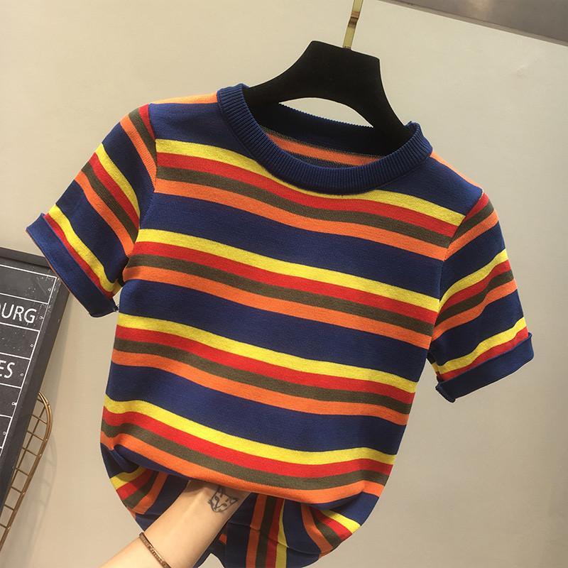 Knitted Retro Striped Top by White Market