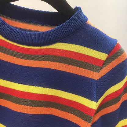 Knitted Retro Striped Top by White Market