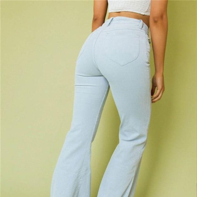 High Waisted Corduroy Bell Bottom Trousers by White Market