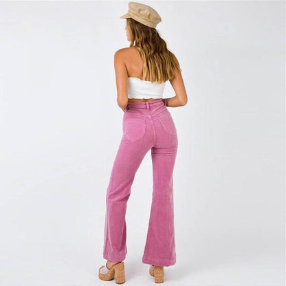 High Waisted Corduroy Bell Bottom Trousers by White Market