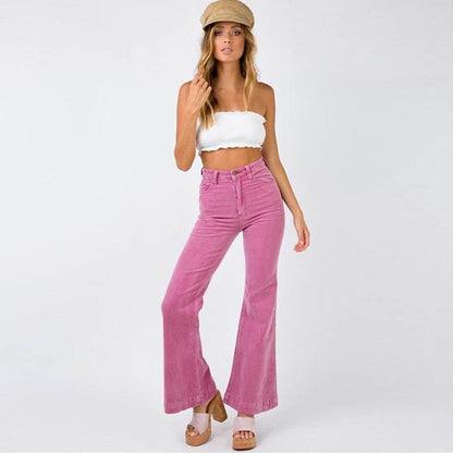 High Waisted Corduroy Bell Bottom Trousers by White Market