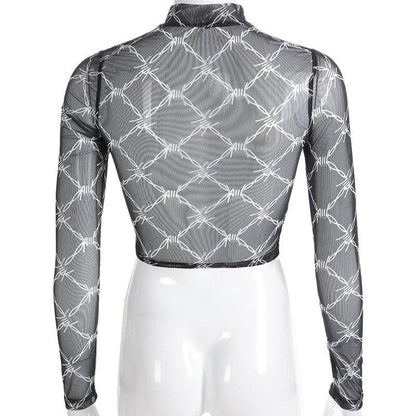 Barbed Wired Meshed Top by White Market