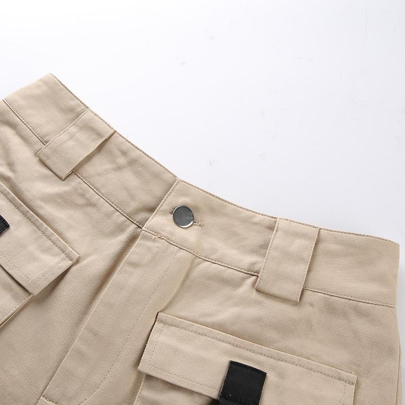 High Waisted Khaki Buckled Cargo Shorts by White Market