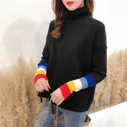 Rainbow Cuff Turtleneck Sweater by White Market