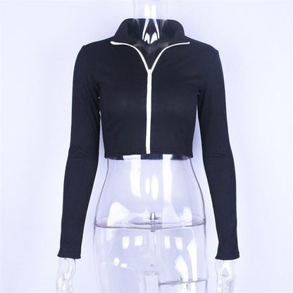 Zip Up Ribbed Racer Top by White Market