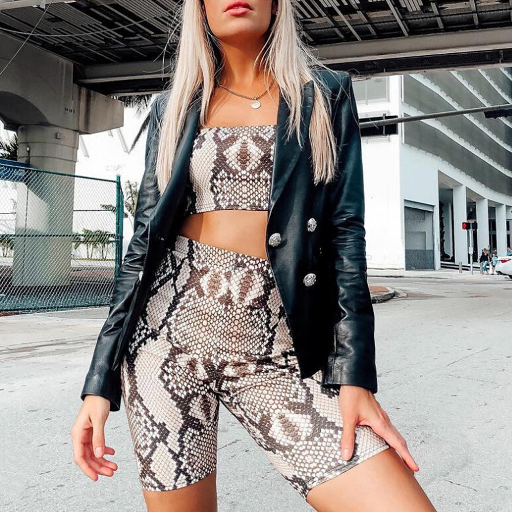 Snake Skin Print Tube Top & Biker Shorts Set by White Market