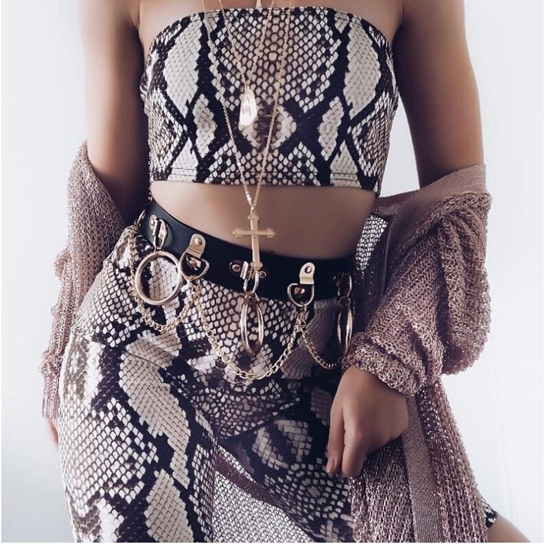 Snake Skin Print Tube Top & Biker Shorts Set by White Market