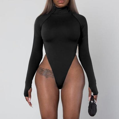 Rib High Rise Bodysuit by White Market