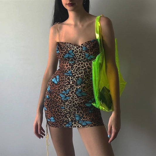 Leopard Bufferfly Mini Dress by White Market