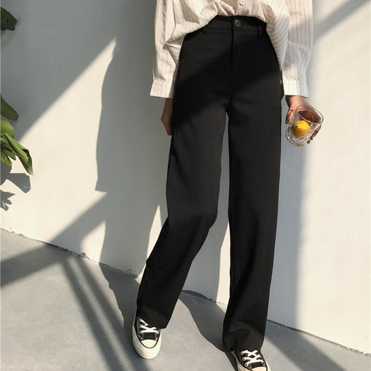 High Waist Straight Leg Trousers by White Market