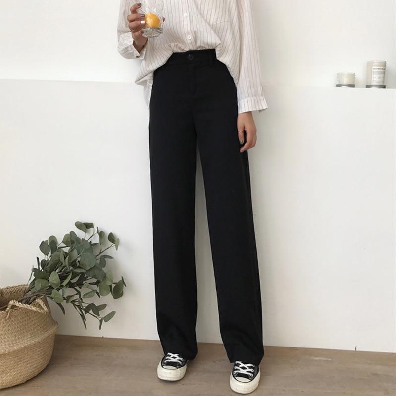 High Waist Straight Leg Trousers by White Market