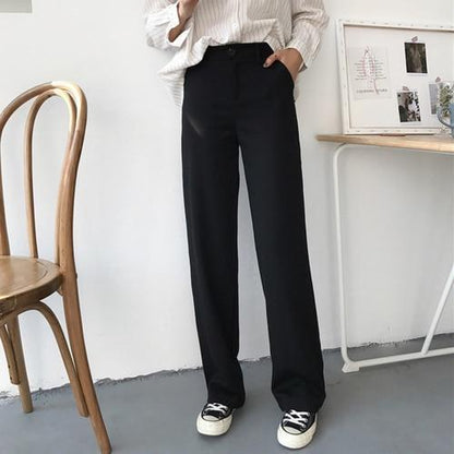 High Waist Straight Leg Trousers by White Market