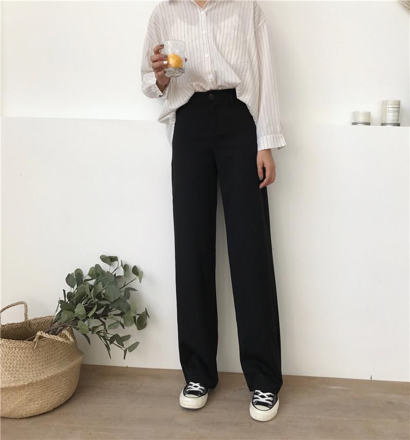 High Waist Straight Leg Trousers by White Market