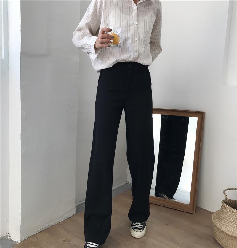 High Waist Straight Leg Trousers by White Market