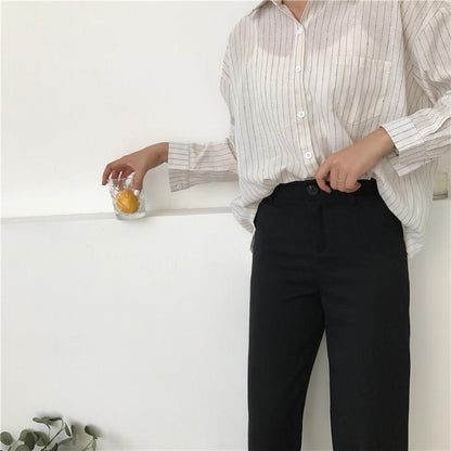 High Waist Straight Leg Trousers by White Market